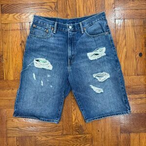 Levi's Men's Blue Distressed Flower Denim Shorts Size 34
